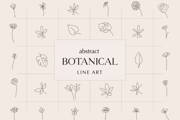 Abstract Flowers Line Art Clipart Graphics and Illustrations
