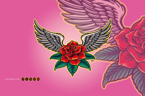 Angel Roses Wing Love Valentine Symbol Graphics and Illustrations