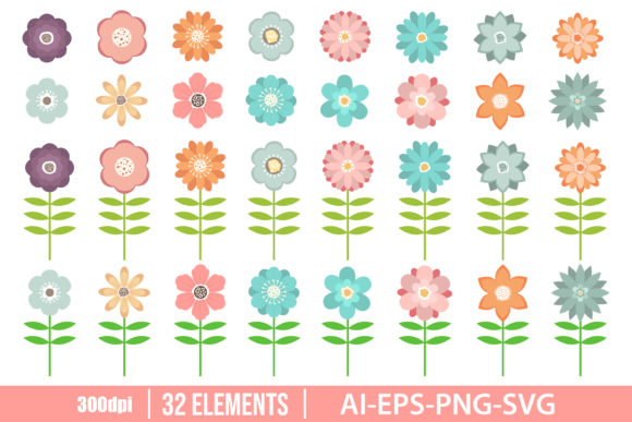 Beautiful Flowers Clipart Set: Graphics & Illustrations for Real Work