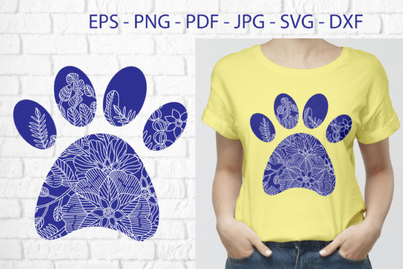 Dog Paw with Zentangle Flowers: Graphics and Illustrations Review