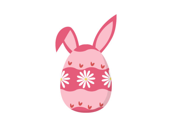 Easter Egg Ears Pink Flowers Vector for Graphics & Illustrations