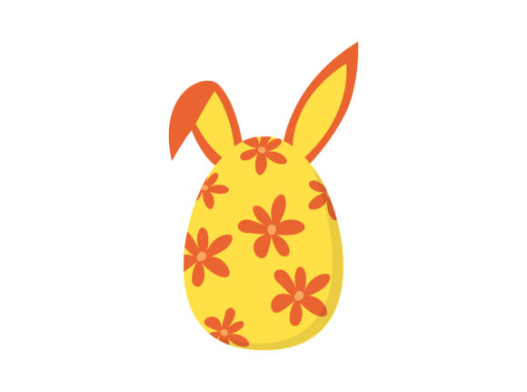 Easter Egg Ears Yellow Flowers Vector Graphics & Illustrations