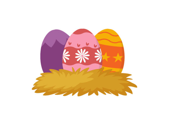 Easter Eggs Flowers Nest Vector Graphics for Illustrations