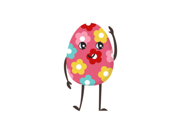 Easter Kawaii Egg Flowers Cute Vector Graphics and Illustrations