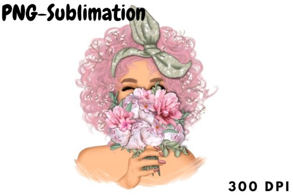 Flowers Spring Pink Hared Woman Graphics and Illustrations Review