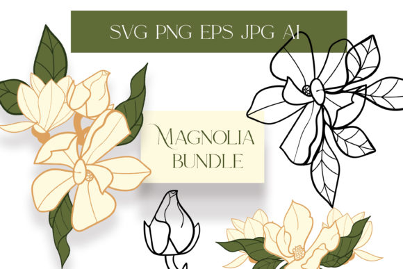 Magnolia SVG, White Flowers , Fine Art