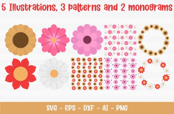 Nature s Flowers Pack Graphics for Handmade Crafts