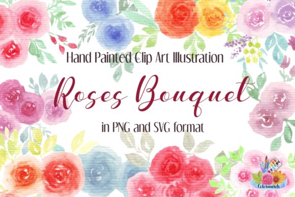 Roses Bouquet Handpainted Clipart for Graphics and Illustrations
