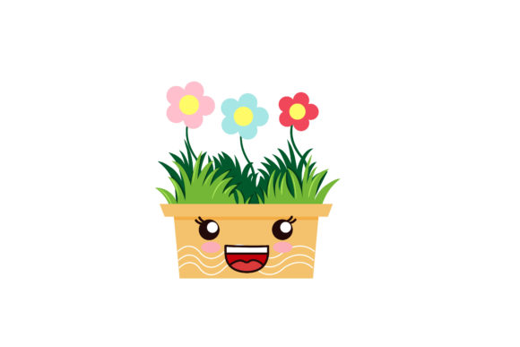 Spring Colorfull Flowers Vector Kawaii Graphics and Illustrations