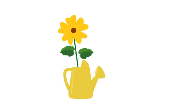 Spring Flowers Yellow in Watering Water Graphics & Illustrations Review