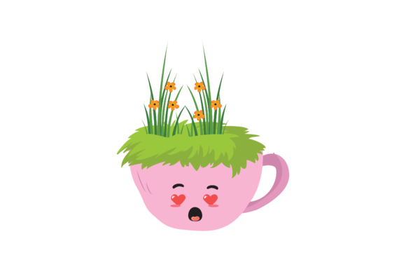 Spring Kawaii Cute Flowers with Cups Graphics and Illustrations Review