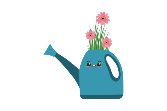 Spring Kawaii Watering Flowers Cute Graphics and Illustrations Review
