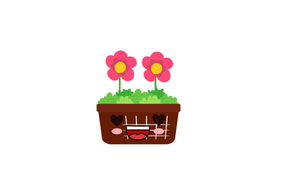 Spring Pink Flowers Vector Kawaii Graphics and Illustrations