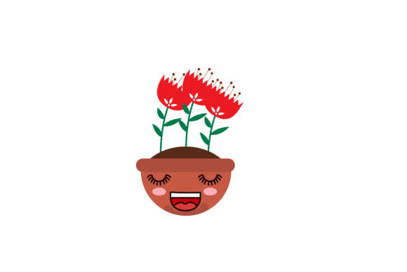 Spring Red Flowers Vector Kawaii Graphics and Illustrations
