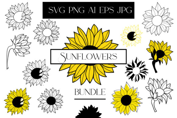 Sunflowers Svg Bungle, Flowers Clipart Graphics
